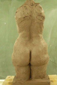 Buste de Rachel, grès roux, hauteur 58 cm, 2010
